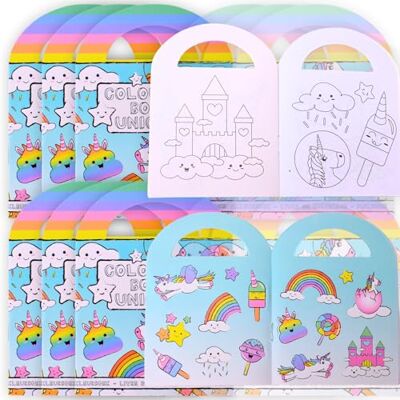TE-Trend 12 Stück Mini Malblock Malbuch Kinder Set mit je 15 Sticker als Mitgebsel oder Mitbringsel bestens geeignet. (Einhorn-Malblock Set) TE-Trend 12 Stück Mini Malblock Malbuch Kinder Set mit je 15 Sticker als Mitgebsel oder Mitbringsel bestens geeignet. (Einhorn-Malblock Set)