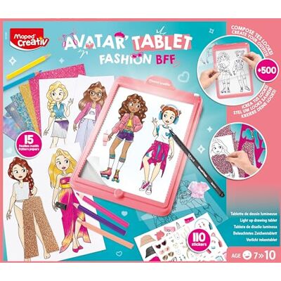 Maped CREATIV AVATAR FASHION BFF Leuchttablet Kreativset für Kinder ab 6 Jahren – Outfits designen, Avatare gestalten & über 500 Kombinationsmöglichkeiten, inkl. Vorlagen, Stickern & Buntstiften Maped CREATIV AVATAR FASHION BFF Leuchttablet Kreativset für Kinder ab 6 Jahren – Outfits designen, Avatare gestalten & über 500 Kombinationsmöglichkeiten, inkl. Vorlagen, Stickern & Buntstiften