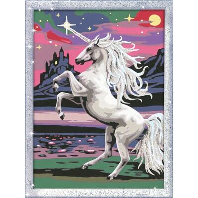 Ravensburger CreArt 28563 Magisches Einhorn Malen nach Zahlen für Kinder ab 9 Jahre, Malset mit Rahmen, Pinsel und Acrylfarben, Geschenk für Mädchen und Jungen, mit Glitzer Ravensburger CreArt 28563 Magisches Einhorn Malen nach Zahlen für Kinder ab 9 Jahre, Malset mit Rahmen, Pinsel und Acrylfarben, Geschenk für Mädchen und Jungen, mit Glitzer