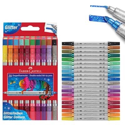 Faber-Castell Filzstifte Set Glitzer, 20 Doppelfasermaler Faber-Castell Filzstifte Set Glitzer, 20 Doppelfasermaler