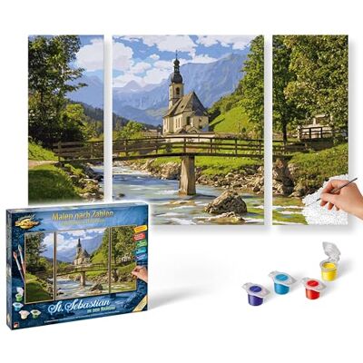 Schipper 609260839 Malen nach Zahlen St. Sebastian in der Ramsau Bilder malen für Erwachsene, inklusive Pinsel und Acrylfarben, Triptychon, 50 x 80 cm Schipper 609260839 Malen nach Zahlen St. Sebastian in der Ramsau Bilder malen für Erwachsene, inklusive Pinsel und Acrylfarben, Triptychon, 50 x 80 cm