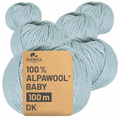 Hansa A Alpakawolle in 50 Farben (kratzfrei) 300g Set (6 x 50g) weiche Baby Alpaka Wolle zum Stricken & Häkeln in 6 Garnstärken Petrol, Eisblau CF243 Hansa A Alpakawolle in 50 Farben (kratzfrei) 300g Set (6 x 50g) weiche Baby Alpaka Wolle zum Stricken & Häkeln in 6 Garnstärken Petrol, Eisblau CF243