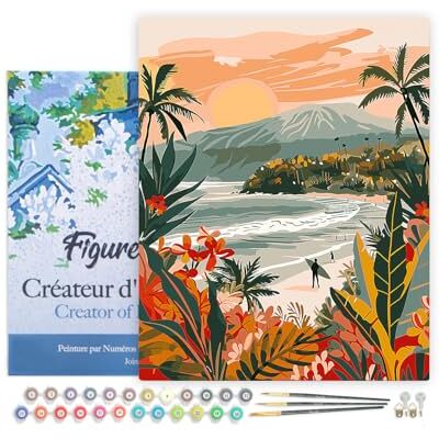 ART Malen Nach Zahlen Erwachsene Mit Rahmen Tropischer Strand Paint by Numbers Basteln DIY Bastelset 40x50cm Leinwand gespannt auf Holzrahmen ART Malen Nach Zahlen Erwachsene Mit Rahmen Tropischer Strand Paint by Numbers Basteln DIY Bastelset 40x50cm Leinwand gespannt auf Holzrahmen