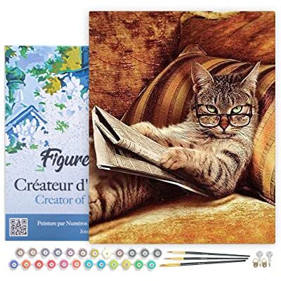 ART Malen Nach Zahlen Erwachsene Mit Rahmen Katzenexperte Paint by Numbers Basteln DIY Bastelset 40x50cm Leinwand gespannt auf Holzrahmen ART Malen Nach Zahlen Erwachsene Mit Rahmen Katzenexperte Paint by Numbers Basteln DIY Bastelset 40x50cm Leinwand gespannt auf Holzrahmen