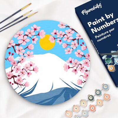 ART Malen nach Zahlen für Erwachsene auf einer Holzscheibe von 30 cm Durchmesser Berg Fuji Paint by Numbers Basteln DIY Bastelset ART Malen nach Zahlen für Erwachsene auf einer Holzscheibe von 30 cm Durchmesser Berg Fuji Paint by Numbers Basteln DIY Bastelset