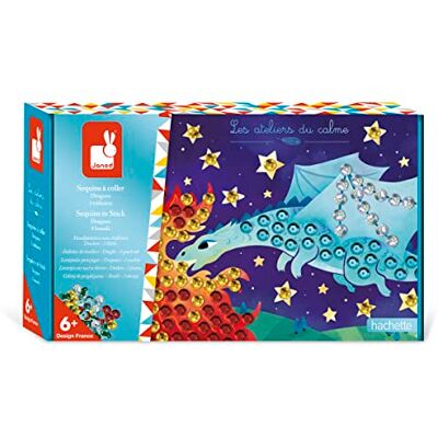 Janod Pailletten-Bastelset Drachen Les Ateliers du Calme Kreatives Hobby Kinder Feinmotorik und Konzentration Ab 6 Jahre, J07921 Janod Pailletten-Bastelset Drachen Les Ateliers du Calme Kreatives Hobby Kinder Feinmotorik und Konzentration Ab 6 Jahre, J07921