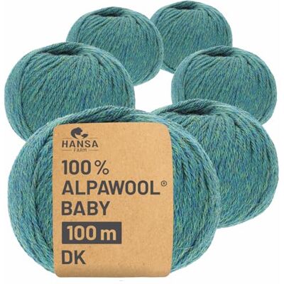 Hansa 100% Baby Alpakawolle in 50+ Farben (kratzfrei) 300g Set (6 x 50g) weiche Alpaka Wolle zum Stricken & Häkeln in 6 Garnstärken by Blau-Grün Heather Hansa 100% Baby Alpakawolle in 50+ Farben (kratzfrei) 300g Set (6 x 50g) weiche Alpaka Wolle zum Stricken & Häkeln in 6 Garnstärken by Blau-Grün Heather