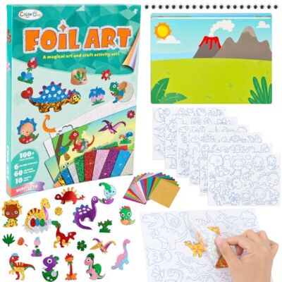 OWill Folienspaß Bastelset Kinder Dinosaurier Foil Art Kreativset ab 3 Dinosaurier Bastelset mit bunten Folien Alter 3-10,DIY-AktivitäT Kits Reise Spielzeug Weihnachten Geburtstag Ostergeschenke OWill Folienspaß Bastelset Kinder Dinosaurier Foil Art Kreativset ab 3 Dinosaurier Bastelset mit bunten Folien Alter 3-10,DIY-AktivitäT Kits Reise Spielzeug Weihnachten Geburtstag Ostergeschenke