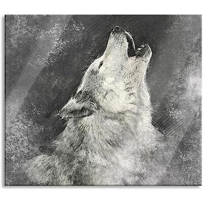 Pixxprint Heulender Wolf Kunst Herdabdeckplatte & Spritzschutz aus Echtglas Für Herd-Kochfelder 60x52 cm Pixxprint Heulender Wolf Kunst Herdabdeckplatte & Spritzschutz aus Echtglas Für Herd-Kochfelder 60x52 cm