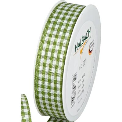 Halbach Vichy-Karo-Geschenkband, 25 mm x 25 m, moosgrün Halbach Vichy-Karo-Geschenkband, 25 mm x 25 m, moosgrün