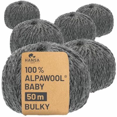 Hansa 100% Baby Alpakawolle in 50+ Farben (kratzfrei) 300g Set (6 x 50g) weiche Alpaka Wolle zum Stricken & Häkeln in 6 Garnstärken by Dunkelgrau (Grau) Hansa 100% Baby Alpakawolle in 50+ Farben (kratzfrei) 300g Set (6 x 50g) weiche Alpaka Wolle zum Stricken & Häkeln in 6 Garnstärken by Dunkelgrau (Grau)
