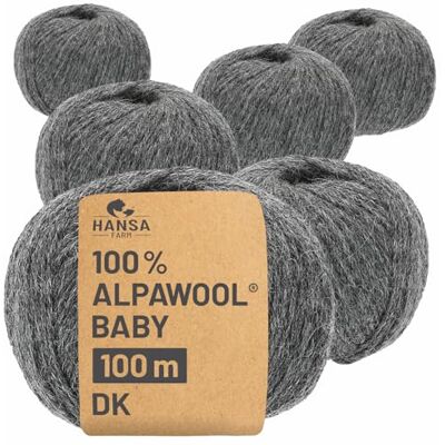Hansa 100% Baby Alpakawolle in 50+ Farben (kratzfrei) 300g Set (6 x 50g) weiche Alpaka Wolle zum Stricken & Häkeln in 6 Garnstärken by Dunkelgrau (Grau) Hansa 100% Baby Alpakawolle in 50+ Farben (kratzfrei) 300g Set (6 x 50g) weiche Alpaka Wolle zum Stricken & Häkeln in 6 Garnstärken by Dunkelgrau (Grau)
