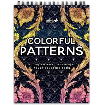 ColorIt Malbuch für Erwachsene, Spiralbindung, buntes Muster, 50 originelle Designs mit perforierten Seiten, flach liegend, fester Bucheinband, Tintenlöschpapier, für Kunst und Handwerk, Malbücher für ColorIt Malbuch für Erwachsene, Spiralbindung, buntes Muster, 50 originelle Designs mit perforierten Seiten, flach liegend, fester Bucheinband, Tintenlöschpapier, für Kunst und Handwerk, Malbücher für