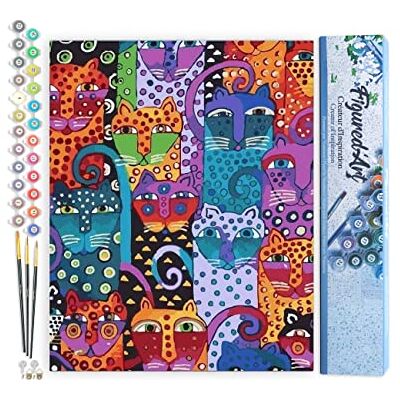 ART Malen Nach Zahlen Erwachsene Katzen abstrakt Paint by Numbers Basteln DIY Bastelset 40x50cm ohne Holzrahmen ART Malen Nach Zahlen Erwachsene Katzen abstrakt Paint by Numbers Basteln DIY Bastelset 40x50cm ohne Holzrahmen