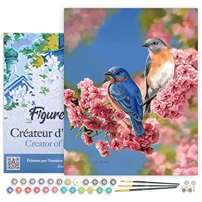 ART Malen Nach Zahlen Erwachsene Mit Rahmen Blaues Vogelpärchen Paint by Numbers Basteln DIY Bastelset 40x50cm Leinwand gespannt auf Holzrahmen ART Malen Nach Zahlen Erwachsene Mit Rahmen Blaues Vogelpärchen Paint by Numbers Basteln DIY Bastelset 40x50cm Leinwand gespannt auf Holzrahmen