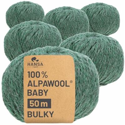 Hansa 100% Baby Alpakawolle in 50+ Farben (kratzfrei) 300g Set (6 x 50g) weiche Alpaka Wolle zum Stricken & Häkeln in 6 Garnstärken by Smaragd Heather (Grün) Hansa 100% Baby Alpakawolle in 50+ Farben (kratzfrei) 300g Set (6 x 50g) weiche Alpaka Wolle zum Stricken & Häkeln in 6 Garnstärken by Smaragd Heather (Grün)