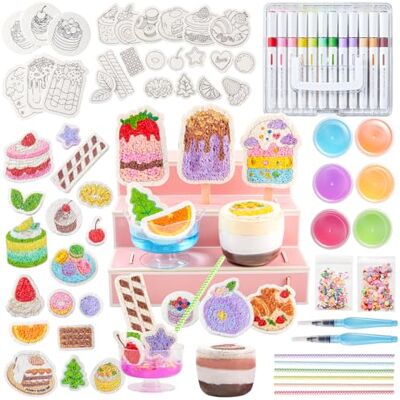 Shuttle 105 teiliges 3D Magic Puffy Paint Set Dessert-Serie Schaumstoff Malset für Kinder mit 24 Puffy Malpapier&12 wasserfeste Acrylstifte, Malbuch Erwachsene, Bastelset Kinder Shuttle 105 teiliges 3D Magic Puffy Paint Set Dessert-Serie Schaumstoff Malset für Kinder mit 24 Puffy Malpapier&12 wasserfeste Acrylstifte, Malbuch Erwachsene, Bastelset Kinder