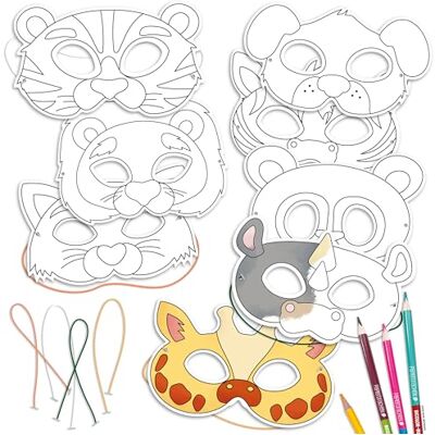 Papierdrachen Bastelset für Kinder 8 Papiermasken zum Ausmalen & Basteln Kreativ-Set inkl. Gummizug verschiedene Motive ideal für Kindergeburtstag & Fasching ab 3 Jahren Papierdrachen Bastelset für Kinder 8 Papiermasken zum Ausmalen & Basteln Kreativ-Set inkl. Gummizug verschiedene Motive ideal für Kindergeburtstag & Fasching ab 3 Jahren