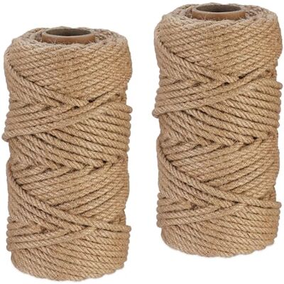 Relaxdays Juteschnur 6 mm, 2 Rollen Jutegarn je 50 m, biologisch abbaubar, Basteln, Garten, Verpackung, Kordel, Natur Relaxdays Juteschnur 6 mm, 2 Rollen Jutegarn je 50 m, biologisch abbaubar, Basteln, Garten, Verpackung, Kordel, Natur