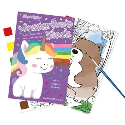 Lutz Mauder Malbuch mit Wasserfarben für Kleinkinder und Kinder im Alter von 1-3 und 2-4, Aquarell-Malpapier, magisches Buch TapirElla Einhorn mit Pinsel Lutz Mauder Malbuch mit Wasserfarben für Kleinkinder und Kinder im Alter von 1-3 und 2-4, Aquarell-Malpapier, magisches Buch TapirElla Einhorn mit Pinsel