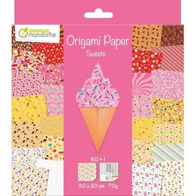My Mandarine OR522C Kreativset, Origami Papier, 60 Blatt 20x20 cm, 70g, (30 Motiven x2), 1x Stickerbogen Augen, ab 7 Jahren, Bonbons, 1 Set My Mandarine OR522C Kreativset, Origami Papier, 60 Blatt 20x20 cm, 70g, (30 Motiven x2), 1x Stickerbogen Augen, ab 7 Jahren, Bonbons, 1 Set