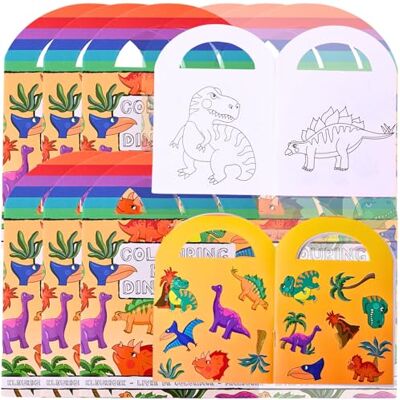 TE-Trend 12 Stück Dinosauerier Mini Malblock Dino Malbuch Kinder Set mit je 15 Sticker als Mitgebsel oder Mitbringsel bestens geeignet. TE-Trend 12 Stück Dinosauerier Mini Malblock Dino Malbuch Kinder Set mit je 15 Sticker als Mitgebsel oder Mitbringsel bestens geeignet.