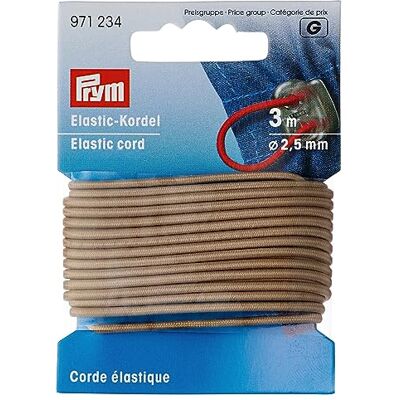 Prym 971234 Elastic-Kordel, 2,5 mm, 3 m, beige, 60% ED 40% PES, Ø Prym 971234 Elastic-Kordel, 2,5 mm, 3 m, beige, 60% ED 40% PES, Ø