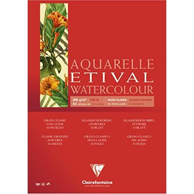 Clairefontaine 96394C Aquarellblock Etival A2 10 Blatt 300g Weiß Clairefontaine 96394C Aquarellblock Etival A2 10 Blatt 300g Weiß