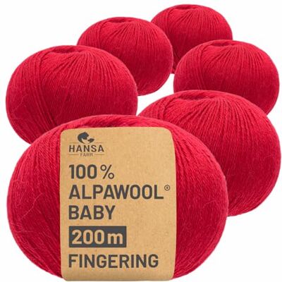 Hansa 100% Baby Alpakawolle in 50+ Farben (kratzfrei) 300g Set (6 x 50g) weiche Alpaka Wolle zum Stricken & Häkeln in 6 Garnstärken by Weinrot (Rot) Hansa 100% Baby Alpakawolle in 50+ Farben (kratzfrei) 300g Set (6 x 50g) weiche Alpaka Wolle zum Stricken & Häkeln in 6 Garnstärken by Weinrot (Rot)