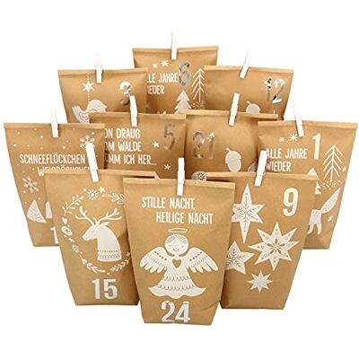 Papierdrachen Adventskalender 2026 zum Befüllen 24 braune Papiertüten mit Zahlenaufklebern Motiv Waldtiere weiß DIY zum Basteln Weihnachten Papierdrachen Adventskalender 2026 zum Befüllen 24 braune Papiertüten mit Zahlenaufklebern Motiv Waldtiere weiß DIY zum Basteln Weihnachten