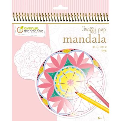 My Mandarine Avenue Mandarine GY027O Malbuch Graffy Pop Mandala, Zeichenpapier 250g, vorgestanzte Formen, 12 Motive wiederholen sich jeweils dreimal, ideal für Kinder ab 6 Jahren, 1 Stück, Rosa My Mandarine Avenue Mandarine GY027O Malbuch Graffy Pop Mandala, Zeichenpapier 250g, vorgestanzte Formen, 12 Motive wiederholen sich jeweils dreimal, ideal für Kinder ab 6 Jahren, 1 Stück, Rosa
