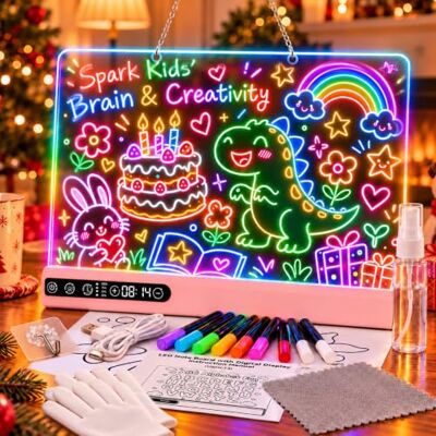 MoKo LED Zeichenbrett für Kinder, Wiederaufladbare Acryl-Leuchttafel, Rosa 16-Zoll LED Maltafel mit 8 Lichtmodi für Notizen, Geschenk für Mädchen & Jungen 4–12 Jahre zum Geburtstag oder zu Weihnachten MoKo LED Zeichenbrett für Kinder, Wiederaufladbare Acryl-Leuchttafel, Rosa 16-Zoll LED Maltafel mit 8 Lichtmodi für Notizen, Geschenk für Mädchen & Jungen 4–12 Jahre zum Geburtstag oder zu Weihnachten
