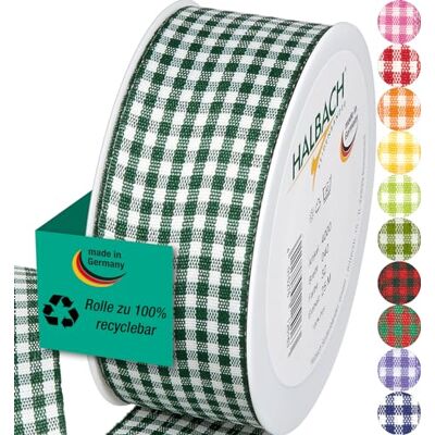 Halbach Vichy-Karo-Geschenkband, 40 mm x 25 m, dunkelgrün Halbach Vichy-Karo-Geschenkband, 40 mm x 25 m, dunkelgrün