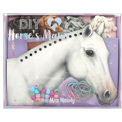 Depesche 12484 Miss Melody Pferde Mähne flechten DIY-Set, inkl. 8 Kartonagen in Pferdekopf-Form, 4 Wollfäden sowie bunten Gummibändern und Clips, Schwarz Depesche 12484 Miss Melody Pferde Mähne flechten DIY-Set, inkl. 8 Kartonagen in Pferdekopf-Form, 4 Wollfäden sowie bunten Gummibändern und Clips, Schwarz