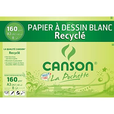 Canson 200002765 Zeichenpapier Recycling, DIN A3, 160 g/qm weiß Canson 200002765 Zeichenpapier Recycling, DIN A3, 160 g/qm weiß