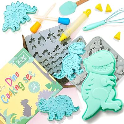 Get Fresh Dinosaurier Backset und Kochset für Kinder – 12- Stück Dino-Silikonbackformen-Set für Kinderbacken mit silikon Gummibärchen Formen und 3 Dinosaurier Fossilien Cookie Cutter Stempeln Get Fresh Dinosaurier Backset und Kochset für Kinder – 12- Stück Dino-Silikonbackformen-Set für Kinderbacken mit silikon Gummibärchen Formen und 3 Dinosaurier Fossilien Cookie Cutter Stempeln
