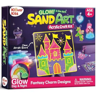 Klever Kits Leuchtendes Sandbilder Set für Kinder, DIY Sandkunst Bastelset mit 9 Acryl Motivformen, Kleckerfreies Basteln, Geschenke für Mädchen ab 4 Jahren Klever Kits Leuchtendes Sandbilder Set für Kinder, DIY Sandkunst Bastelset mit 9 Acryl Motivformen, Kleckerfreies Basteln, Geschenke für Mädchen ab 4 Jahren