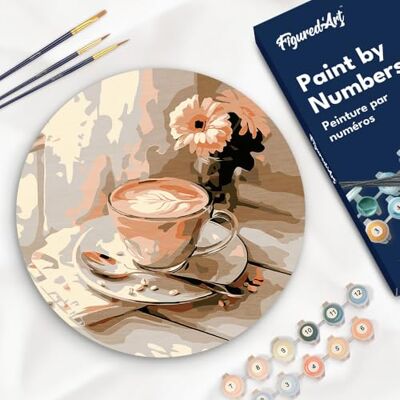 ART Malen nach Zahlen für Erwachsene auf einer Holzscheibe von 30 cm Durchmesser Morgenkaffee Paint by Numbers Basteln DIY Bastelset ART Malen nach Zahlen für Erwachsene auf einer Holzscheibe von 30 cm Durchmesser Morgenkaffee Paint by Numbers Basteln DIY Bastelset