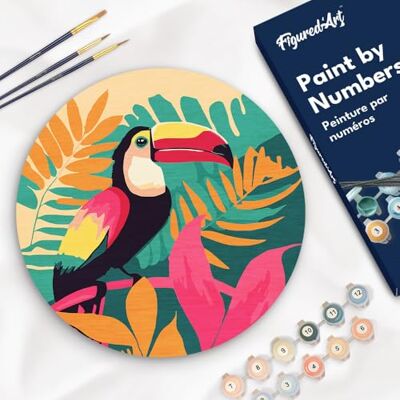 ART Malen nach Zahlen für Erwachsene auf einer Holzscheibe von 30 cm Durchmesser Tropischer Tukan Paint by Numbers Basteln DIY Bastelset ART Malen nach Zahlen für Erwachsene auf einer Holzscheibe von 30 cm Durchmesser Tropischer Tukan Paint by Numbers Basteln DIY Bastelset