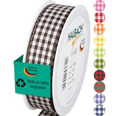 Halbach Vichy-Karo-Geschenkband, 25 mm x 25 m, braun Halbach Vichy-Karo-Geschenkband, 25 mm x 25 m, braun