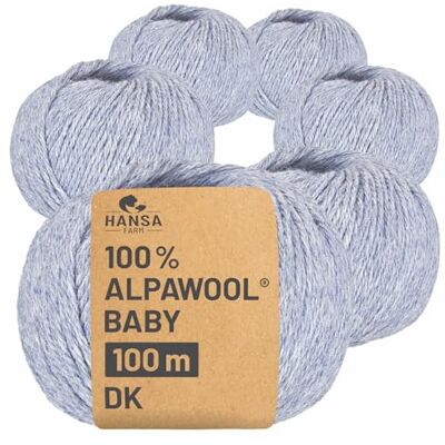 Hansa 100% Baby Alpakawolle in 50+ Farben (kratzfrei) 300g Set (6 x 50g) weiche Alpaka Wolle zum Stricken & Häkeln in 6 Garnstärken by Gletscher Heather (Hell-Blau) Hansa 100% Baby Alpakawolle in 50+ Farben (kratzfrei) 300g Set (6 x 50g) weiche Alpaka Wolle zum Stricken & Häkeln in 6 Garnstärken by Gletscher Heather (Hell-Blau)