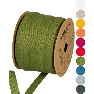 Halbach Seidenbänder Baumwollband 10 mm x 30 m, Bänder zum Basteln als Meterware, Stoffband für Dekorationen, Webband 100% Baumwolle DIY Handwerk, Schrägband Näharbeiten, Farbe: green, 24500 Halbach Seidenbänder Baumwollband 10 mm x 30 m, Bänder zum Basteln als Meterware, Stoffband für Dekorationen, Webband 100% Baumwolle DIY Handwerk, Schrägband Näharbeiten, Farbe: green, 24500