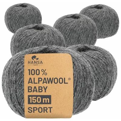 Hansa 100% Baby Alpakawolle in 50+ Farben (kratzfrei) 300g Set (6 x 50g) weiche Alpaka Wolle zum Stricken & Häkeln in 6 Garnstärken by Dunkelgrau (Grau) Hansa 100% Baby Alpakawolle in 50+ Farben (kratzfrei) 300g Set (6 x 50g) weiche Alpaka Wolle zum Stricken & Häkeln in 6 Garnstärken by Dunkelgrau (Grau)