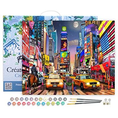 ART Malen Nach Zahlen Erwachsene Mit Rahmen Timesquare Paint by Numbers Basteln DIY Bastelset 40x50cm Leinwand gespannt auf Holzrahmen ART Malen Nach Zahlen Erwachsene Mit Rahmen Timesquare Paint by Numbers Basteln DIY Bastelset 40x50cm Leinwand gespannt auf Holzrahmen