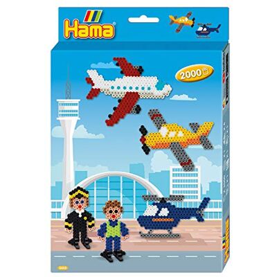 Hama – 3445H – Loisirs créatifs – thème Aviation – 2000 perles à repasser multicolores Midi – 1 Grande Plaque hexagonale – 4 modèles à reproduire – dès 5 ans Hama – 3445H – Loisirs créatifs – thème Aviation – 2000 perles à repasser multicolores Midi – 1 Grande Plaque hexagonale – 4 modèles à reproduire – dès 5 ans