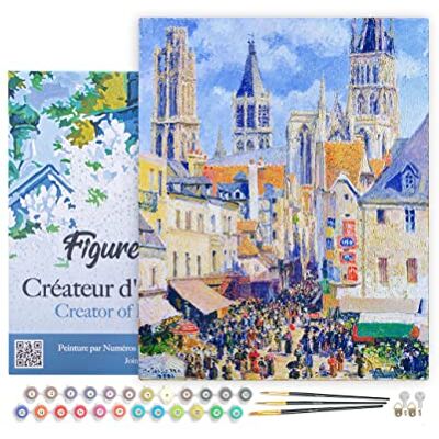 ART Malen Nach Zahlen Erwachsene Mit Rahmen Rue de l’Épicerie in Rouen Camille Pissarro Paint by Numbers Basteln DIY Bastelset 40x50cm Leinwand gespannt auf Holzrahmen ART Malen Nach Zahlen Erwachsene Mit Rahmen Rue de l’Épicerie in Rouen Camille Pissarro Paint by Numbers Basteln DIY Bastelset 40x50cm Leinwand gespannt auf Holzrahmen
