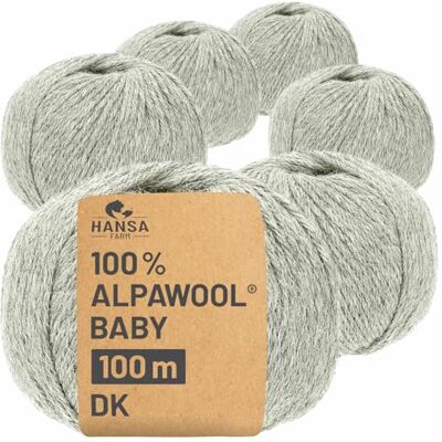 Hansa 100% Baby Alpakawolle in 50+ Farben (kratzfrei) 300g Set (6 x 50g) weiche Alpaka Wolle zum Stricken & Häkeln in 6 Garnstärken by Silbergrau (Grau) Hansa 100% Baby Alpakawolle in 50+ Farben (kratzfrei) 300g Set (6 x 50g) weiche Alpaka Wolle zum Stricken & Häkeln in 6 Garnstärken by Silbergrau (Grau)