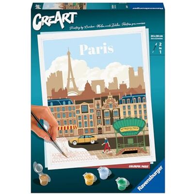 Ravensburger CreArt Farbenfrohes Paris Malen nach Zahlen für Erwachsene DIY Malset mit Pinsel und Acrylfarben, 24 x 30 cm, Geschenk für Frauen und Männer Ravensburger CreArt Farbenfrohes Paris Malen nach Zahlen für Erwachsene DIY Malset mit Pinsel und Acrylfarben, 24 x 30 cm, Geschenk für Frauen und Männer