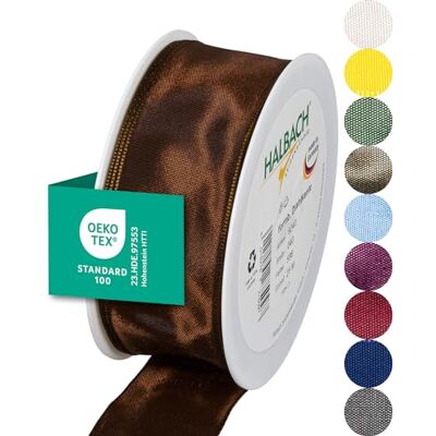 Halbach Geschenkband mit Drahtkante, 40 mm x 25 m, dunkelbraun Taftband mit formbarer Drahtkante aus 100% Acetat, Made in Germany, Öko-Tex 100 zertifiziert, wetter-/wasserfest Halbach Geschenkband mit Drahtkante, 40 mm x 25 m, dunkelbraun Taftband mit formbarer Drahtkante aus 100% Acetat, Made in Germany, Öko-Tex 100 zertifiziert, wetter-/wasserfest