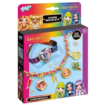 Totum Rainbow High Charm Armband Bastelset, machen Sie 2 Bettelarmbänder, mit luxuriösem Satinband und goldfarbenem Gliederarmband mit Wildlederschnur, Aufklebern und Charms, geeignet für Kinder ab 5 Totum Rainbow High Charm Armband Bastelset, machen Sie 2 Bettelarmbänder, mit luxuriösem Satinband und goldfarbenem Gliederarmband mit Wildlederschnur, Aufklebern und Charms, geeignet für Kinder ab 5